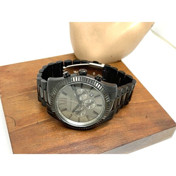 Michael Kors Mens Watch MK9154 Quartz Chronograph Black Gunmetal Stainless Steel - Picture 8 of 14